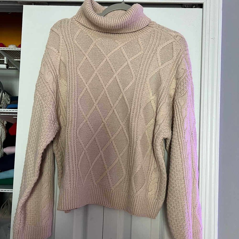 Turtle neck cable knit sweater